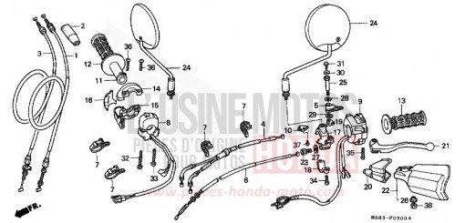LEVIER DE GUIDON/COMMUTATEUR/ CABLE XRV650J de 1988